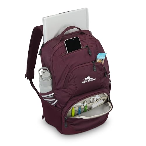 Image of High Sierra Swoop SG Backpack, Travel or Work Laptop Bookbag with Drop Protection Pocket, and Tablet Sleeve, One Size, Maroon
