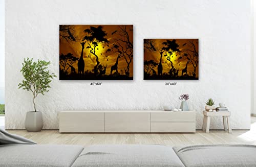 Spiritualhands African Art Wall Decor Canvas, Black And Gold Bedroom Decor, African American Black Women Wall Art Bedroom Poster, Ancient African Art Decor Pictures For Living Room Wall Decoration (African Art Giraffe Sunset, 15" X 22" - Ready To Hang) #TOP6
