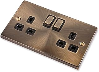 Antique Brass 2 gang 13 amp Switched Socket