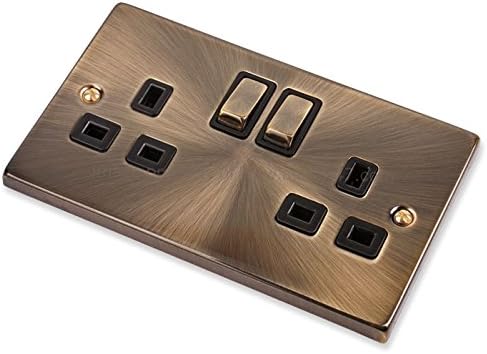Antique Brass 2 gang 13 amp Switched Socket