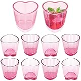 katmerio 9 Stück Herzförmig Schnapsgläser, 45 ml Transparent Schnapsglas Herz, Shotgläser mit Dicker Boden, Vodka Gläser für Whiskey Tequila Ouzo und Liköre (Rosa)