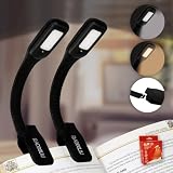 RADIXIUM LED Reading Light, 3 Color Temperature Book Light for Reading in Bed. Rechargeable and Long Lasting, Portable & Adjustable Small Desk Lamp for Night Lights (Black 2pcs)