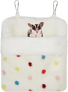 MiOYOOW Small Animals Sleeping Pouch Bag, Portable Hanging Hamsters Hammock Sackwith Double Hooks, Warm Soft Nest Bed for Sugar Gliders, Flying Squirrels