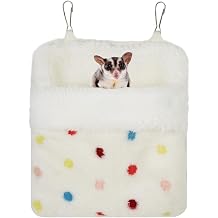MiOYOOW Small Animals Sleeping Pouch Bag, Portable Hanging Hamsters Hammock Sackwith Double Hooks, Warm Soft Nest Bed for Sugar Gliders, Flying Squirrels