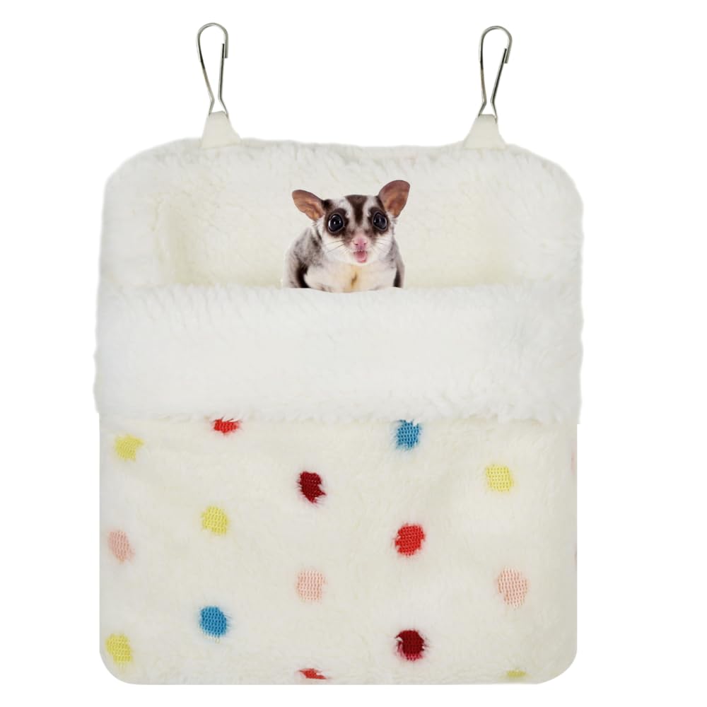 BDKMMS Sugar Glider Sleeping Pouch, Hanging Plush Pet Bed Warm Hamster Hammock Sugar Glider Hideout for Small Pets Rats Hamsters Gliders Squirrels Gerbils Hedgehogs