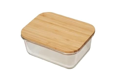 Hyper Mart Borosilicate Glass Bowl with Air tight Bamboo lid (680 ml)
