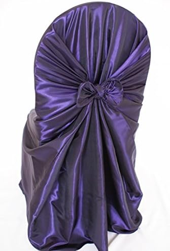 Vista 8 de (2 fundas universales para sillas de tafetán/funda de silla con lazo para restaurante, boda, fiesta, banquete, eventos, color rojo manzana) Rojo