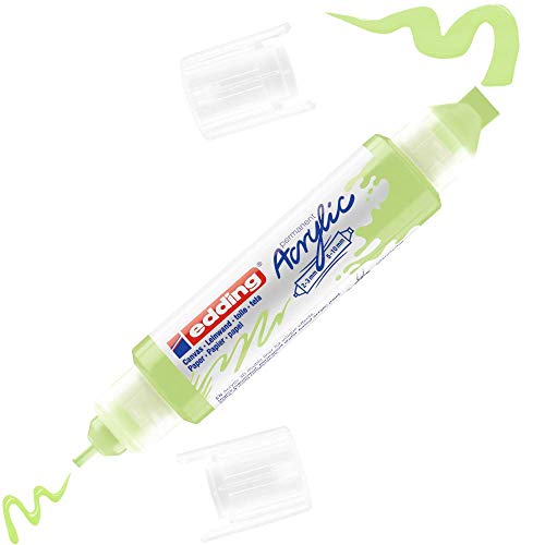 edding 5400 acrylic 3D double liner - pastel-green - 1 acrylic colour tube - 2 nozzles 2-3,5-10mm - acrylic paint for canvas, painting boards and wood - waterproof acrylics in artist-quality colours