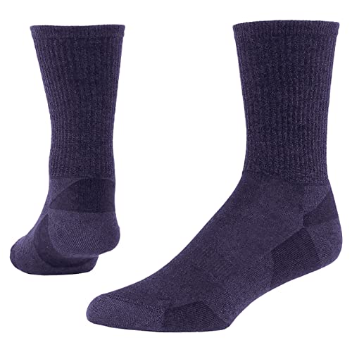 Maggie's Organic Dark Urban Hiker Crew Wool Socks - Moisture Wicking - for Light Workout, Running and Walking
