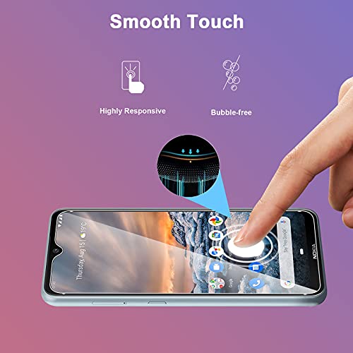 QULOO Compatible with Nokia 7.2 / Nokia 6.2, [3 Pack] Tempered Glass Screen Protector Bubble-Free 9H Hardness HD Clear Screen Protector Film for Nokia 7.2 / Nokia 6.2