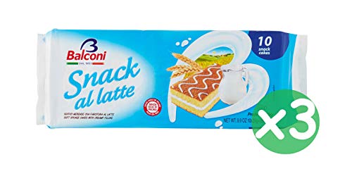 3 x Balcone Snack al latte 280 g Spugna Dita con Latte Crema Riempimento