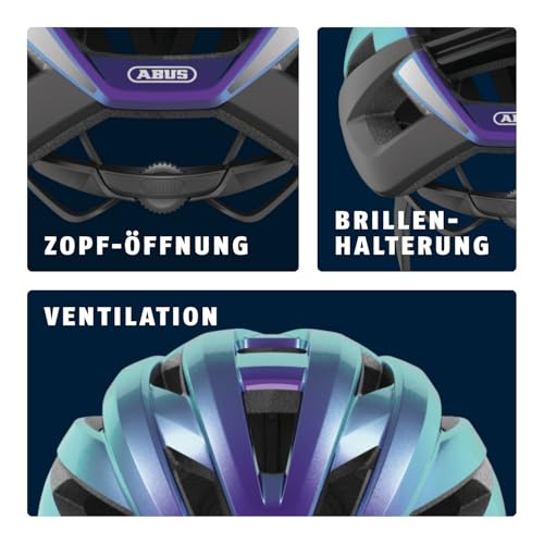 ABUS Rennradhelm StormChaser - Leichter und komfortabler Fahrradhelm für professionellen Radsport für Damen und Herren - Lila/Blau, Größe L – Ansicht 4