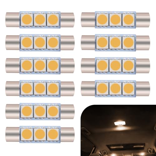 Pack de 10 luces LED para lectura de auto 28mm blanca cálida miniatura 1