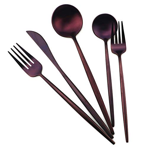 Greatest Product Gugrida 20-Piece 18/10 Stainless Steel Flatware Silverware, Luxury Dinnerware Set Travel Cutlery Tableware Include Knife Fork Spoon Service for 4,Healthy & Eco-Friendly Dishwasher Safe (Purple Matte) Holiday Deals 🛒 Gugrida 20-Piece 18/10 Stainless Steel Flatware Silverware, Luxury Dinnerware Set Travel Cutlery Tableware Include Knife Fork Spoon Service for 4,Healthy & Eco-Friendly Dishwasher Safe (Purple Matte)