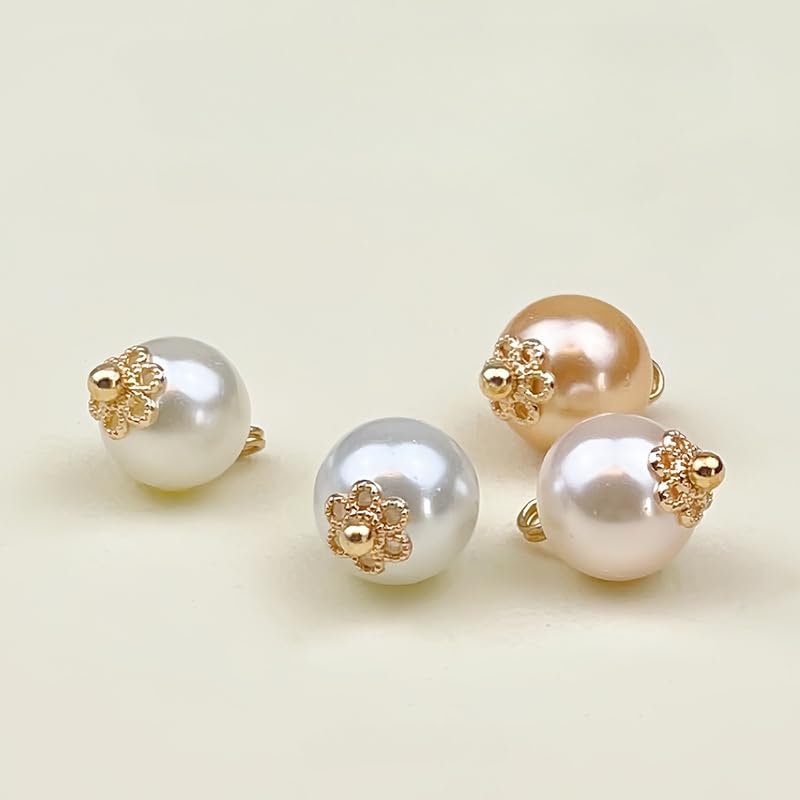 Guziki perłowe Guziki perłowe, 30 szt., 10 mm, jasnofioletowe, małe, okrągłe, do wyrobu tkanin, z żywicy, trzonkiem(Off-white)
