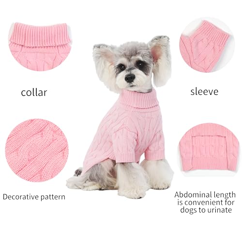 Image of Small /Medium Dog Sweater, Warm Dog Winter Coat w /Sleeves, Comfortable High Neck Premium Dog Clothes for Schnauzer-Best for Holidays, Daily Walks M Pink