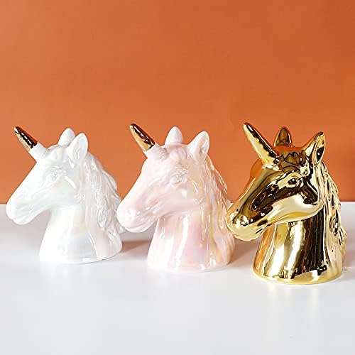 Hosoncovy Ceramic Unicorn Piggy Bank Coin Bank Money Box Children Bedroom Decoration Birthday Gifts (Pink)