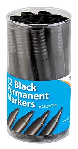 Ksp partners ltd e-commerce Permanent Marker Pen Chisel Thick Office stationery BLACK BLUE RED GREEN (Black, 6)