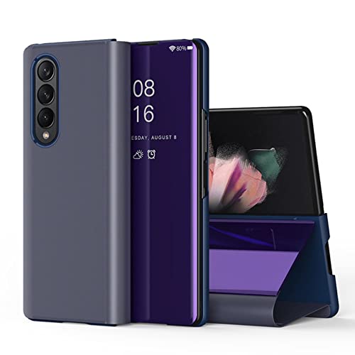 Étui miroir luxe en cuir pour Samsung Galaxy Z Fold 4 antichoc violet