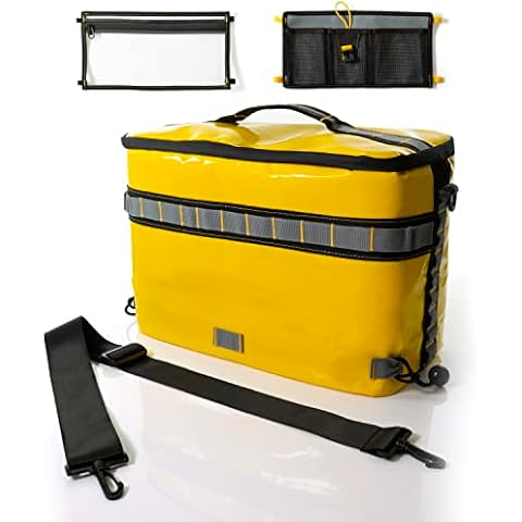 VORVIL Yellow Kayak Cooler - Waterproof, Behind Seat Ice Bag Holder - Kayaking Accessories - Complete with Waterproof Storage Bag Cover