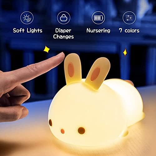 Kawaii Bunny Night Light Kids Lamp, 16 Color Changing Toddler Night Light Lamp for Bedroom, Kawaii Baby Girl Gifts Newborn Baby Gifts,Rechargeable Battery Lamp Lights for Bedroom Decor,Christmas Gifts