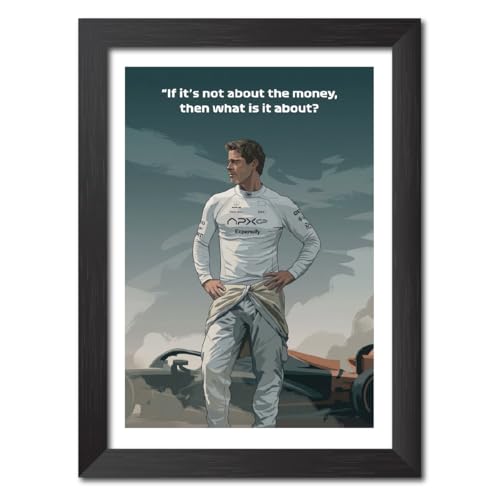 Image of TenorArts F1 Movie Poster Hollywood Movie Posters Vector Art Photo Frame Painting With Dark Wooden Texture (12inches x 9inches)