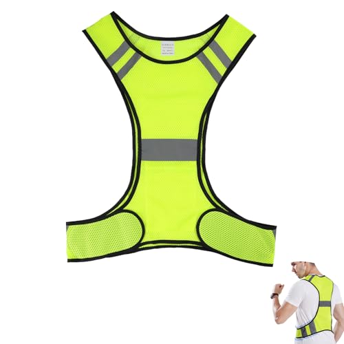 EceoThsy Gilet Réfléchissant Haute Visibilité pour Hommes et Femmes - Veste de Sécurité Légère et Respirante pour Running, Vélo, Moto - Jaune Fluo avec Poche pour Téléphone，Simple et résistant