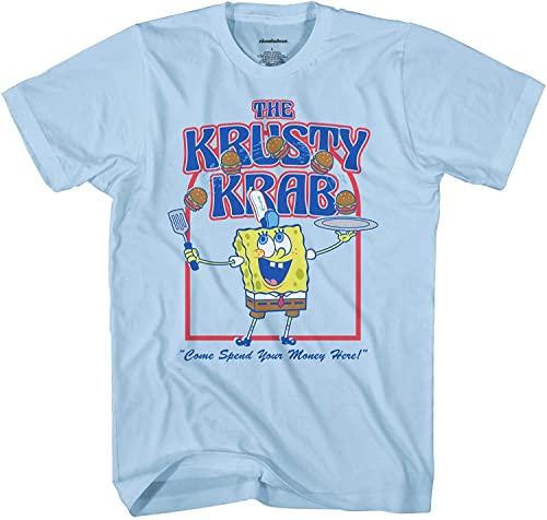 T-shirt Bob l'Éponge bleu ciel avec Patrick et le Crabe Croustillant taille M pour homme