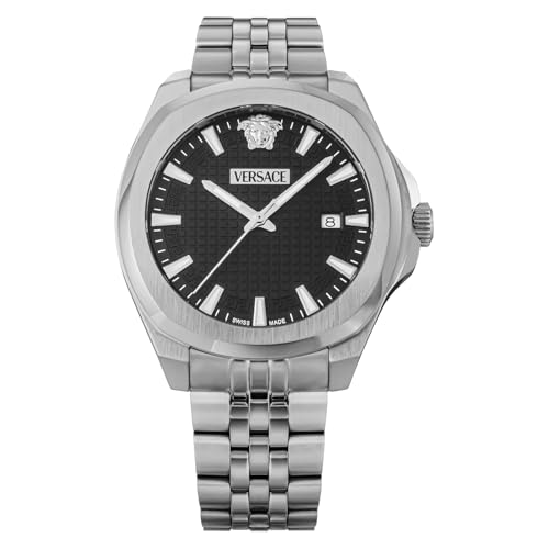 [VERSACE] メンズ 腕時計 ヴェルサーチェ ウ゛ェルサーチェ ラグジュアリー VEKKA0325 クォーツ 日常生活防水 サファイアガラス ブラック文字盤 ステンレススチール [並行輸入品]