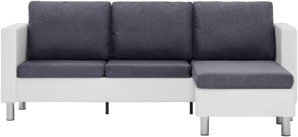 vidaXL 3-Seater Sofa with Cushions White Faux Leather