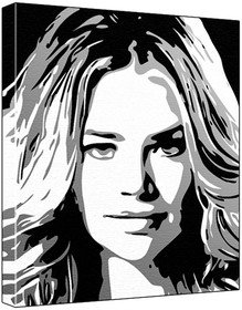 Denise Richards (100% Original Painting. Not A Print ) Acrylic Paint On Deep Framed Canvas (60 x 50 x 1.8 cm) 3-Colour Black/Grey/White-image-26