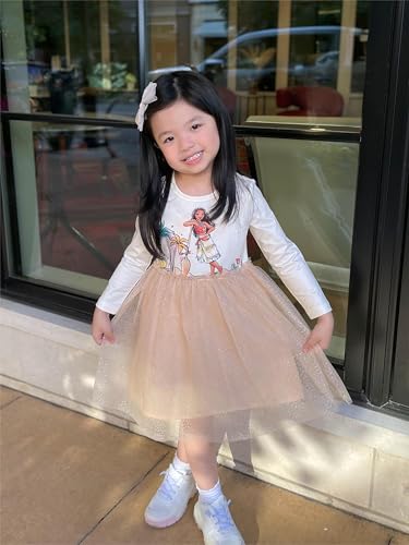 Image of Disney Princess Frozen Elsa Minnie Stitch Toddler Girl Tulle Tutu Dress Ruffle Sleeve Mesh Summer Birthday Party Clothes 2-9Y