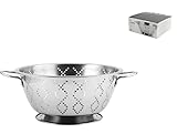 H&H Colapasta con Piede in Acciaio Inox 18/10 – Ø 22 cm | Resistente, Stabile, Lavabile in Lavastoviglie – Ideale per Pasta, Verdure, Frutta