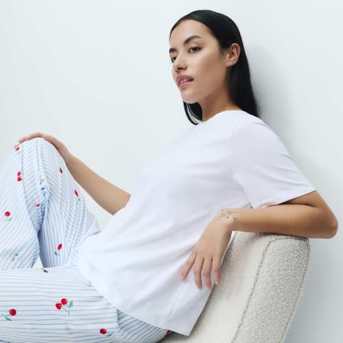 Image of Marks & Spencer Women's Pure Cotton Pyjama Set with Woven Bottoms