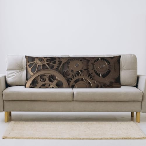 Housse de coussin longue steampunk respirante avec fermeture éclair cachée