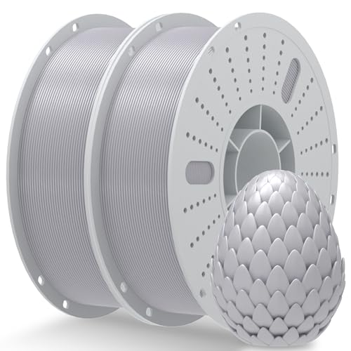 PINBALL PETG 3D Printer Filament 1.75mm High Precision Durable Moisture-Proof Strong Filament Mith Better Flow Dimensional Accuracy +/- 0.02mm Suitable for Most FDM 3D Printers 2 Kilograms Silver