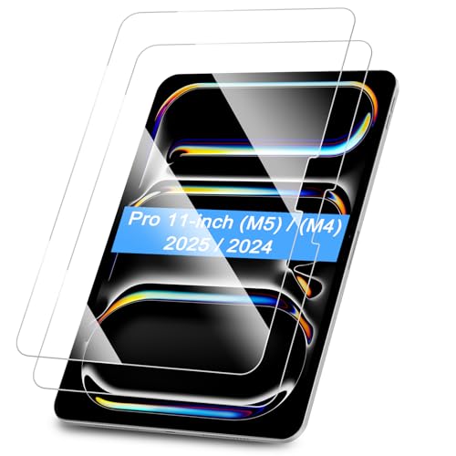 Image of FINTIE 2-Pack Screen Protector for iPad Pro 11-inch (M5) 2025 & (M4) 2024, [Face ID & Apple Pencil Compatible ] Anti Scratch Premium HD Clear 9H Hardness Tempered Glass Screen Protector