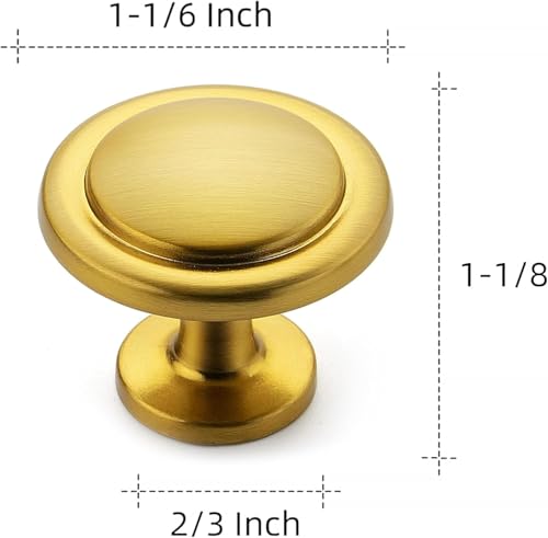 Image of Ravinte 50 Pack Brushed Brass Cabinet Pulls - 1-1 /4 inch Kitchen Cabinet Knobs and Drawer Pulls for Dresser Drawers