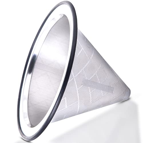 Filtro de Cafetera Apace Living - Acero Inoxidable Reutilizable de Base Metálica Ancha - Ideal para Chemex Hario Bodum y Cafeteras Similares - Filtro sin Papel para Elaboración Sostenible del Café Cover