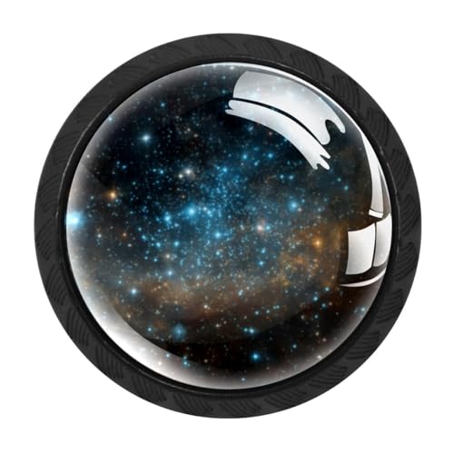 Image of HEOEH 4 PCS Kitchen Cabinet Knobs, Star Galaxy Drawer Knobs Dresser Handles