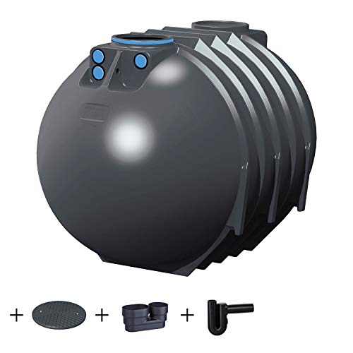 PREMIER TECH AQUA GmbH Zisterne 10000 Liter Standard Erdtank Blueline II mit Deckel, beruhigtem Zulauf und Siphon - Kunststoff, Kunststoffzisterne, Komplettset