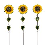 soofylia Sunflower Garden Stakes 3 Pack Decor Metal Yard Art Indoor Outdoor Lawn Pathway Patio Ornam