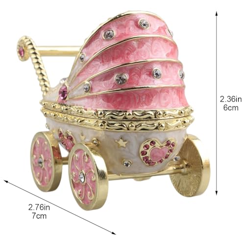 Boîte à bibelots poussette de rose, gardienne émaillée de vos doux souvenirs - 8