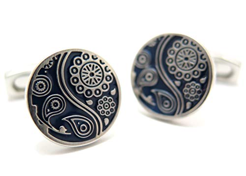 サイモン・カーター(SIMON CARTER) エナメルペイズリーマットカフス（ネイビー） (カフスボタン/カフリンクス)