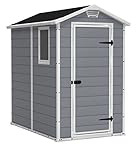 Keter Manor Large 4 x 6 ft. Durable Resin Outdoor Backyard Garden Storage Shed with Window, Built-in Ventilation and Lockable Door