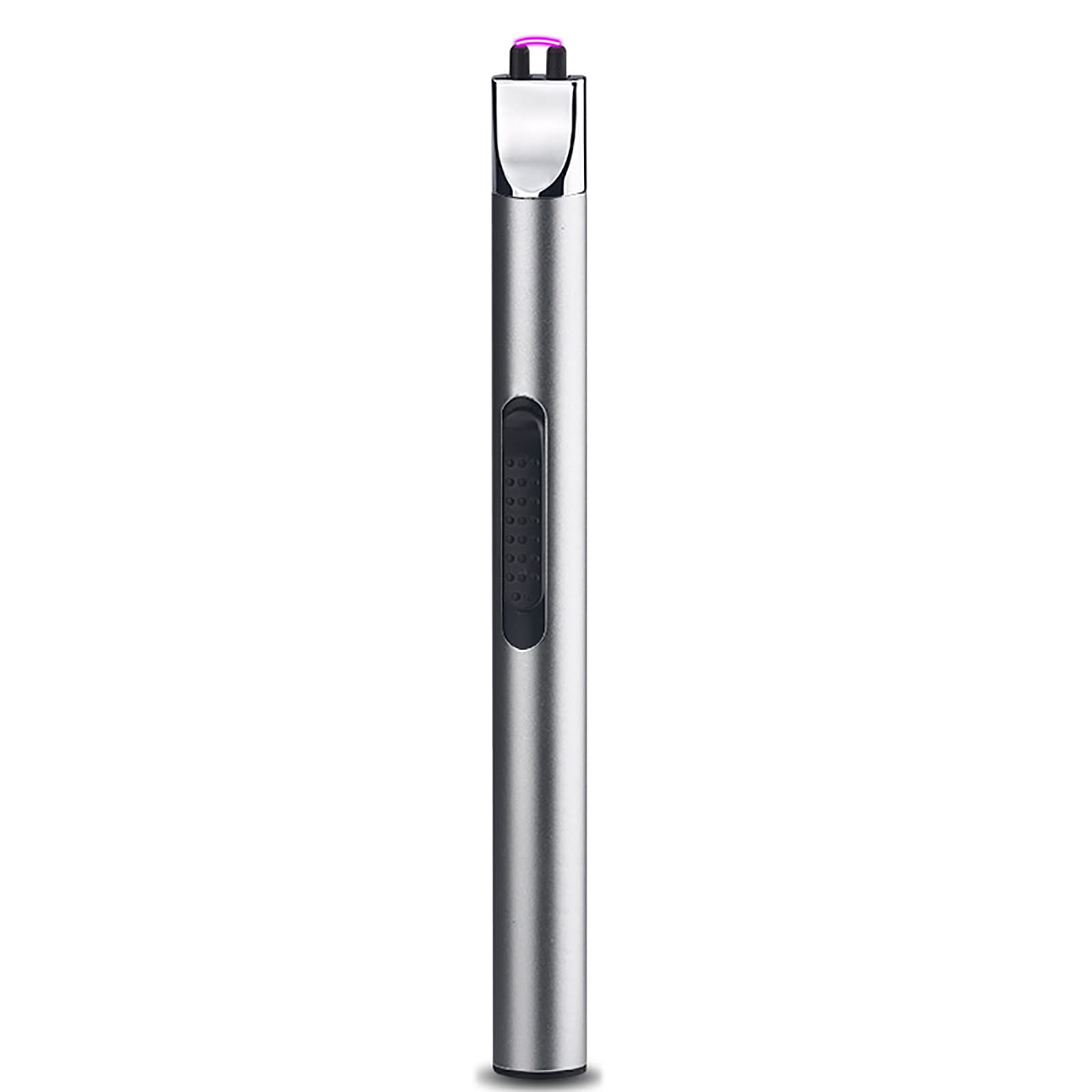 Briquet Rechargeable Électrique Briquet Plasma Briquet USB Arc sans Flamme Coupe-Vent Long Briquet pour Camping Cuisine Grill,Silver