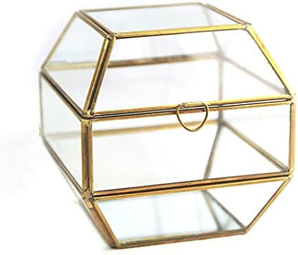Vintage bronze jewelry box geometric small treasure box jewelry box box wedding decoration glass greenhouse 12X12X12CM,transparent