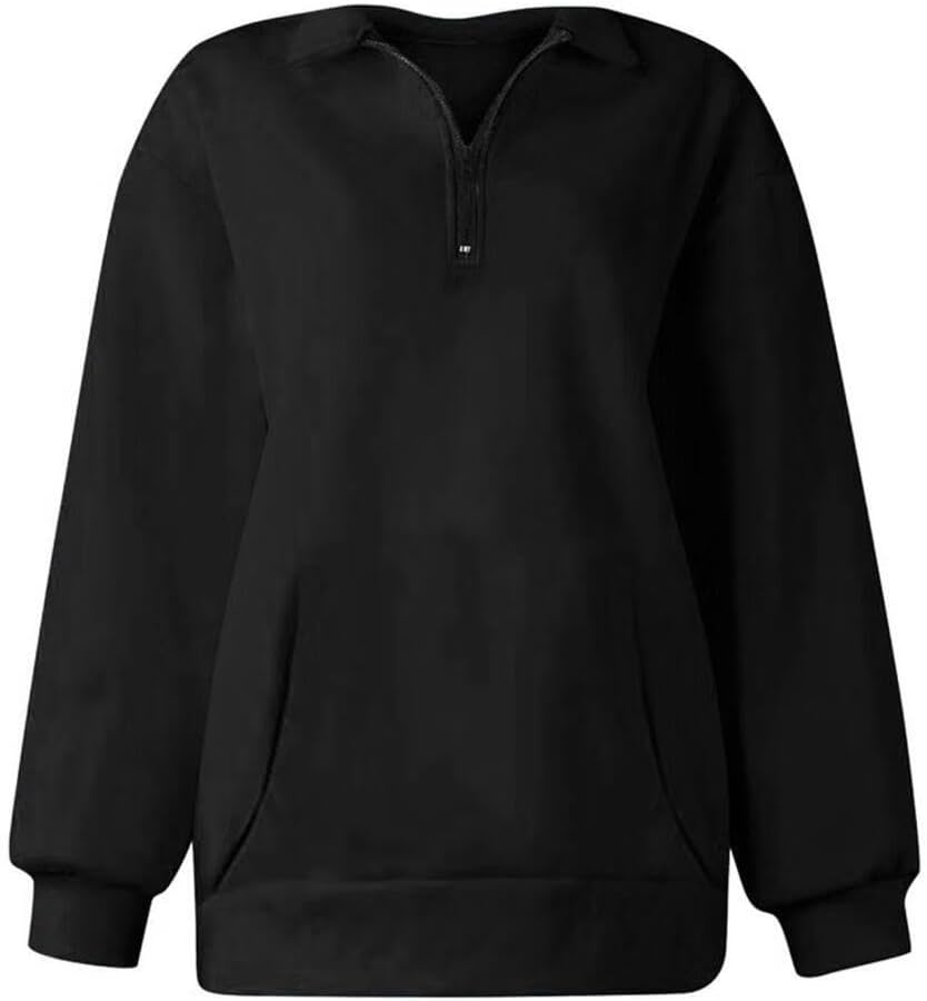 FMCHICO Sweatshirts for Women Loose Fit Quarter Zip Pullover Lightweight Fall Clothes