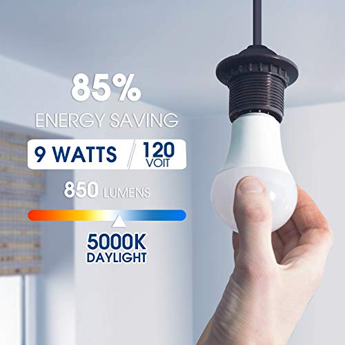 Lohas A19 Led Bulb, 60Watt Led Light Bulb 9W, Daylight 5000K 850 Lumen E26 Base, 120V Energy-Efficient Bedroom Lamps Pendant Fixtures Bedroom, Living Room Kitchen Office, Dimmable, 3 Pack #TOP3