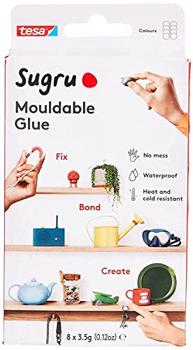 Sugru By Tesa - All Purpose Super Glue, Moldable Craft Glue For Indoor & Outdoor - Adhesive Glue For Creative Fixing, Repairing, Bonding & Personalizing - 8 Pack - White (3.5G/Ea) #TOP18